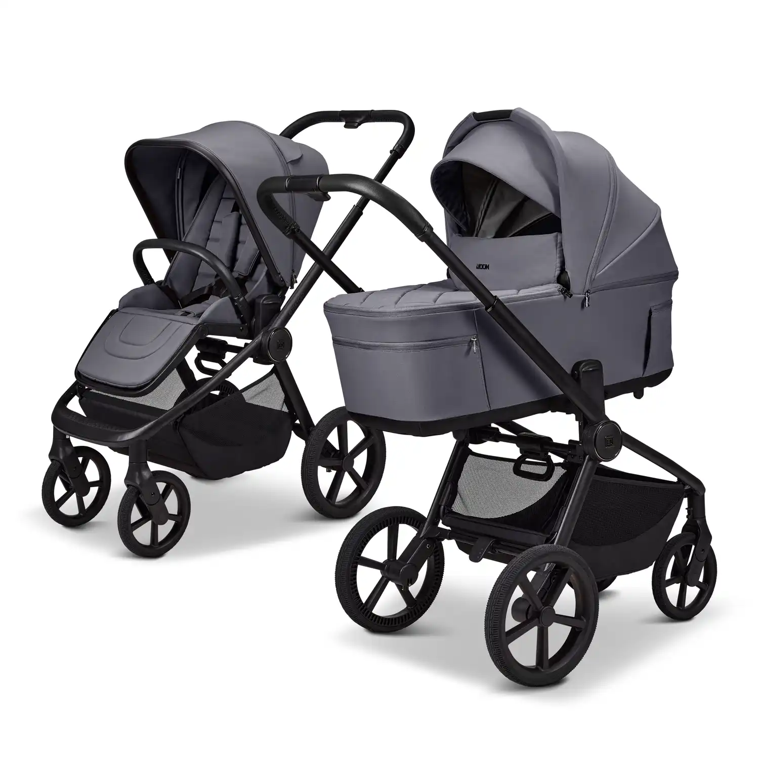 MOON RESEA Fold Kombikinderwagen in graphite mit faltbarer Babywanne